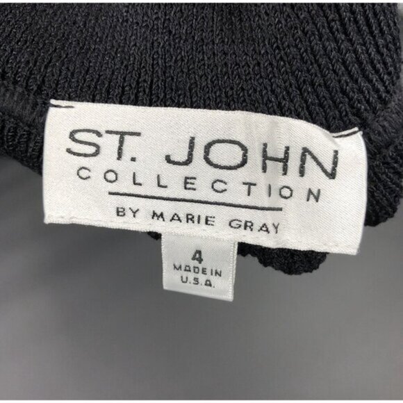 St. John Collection Women's Santana Knit Skirt Size 4 Black Ruffle Hem Old Money - Picture 3 of 6